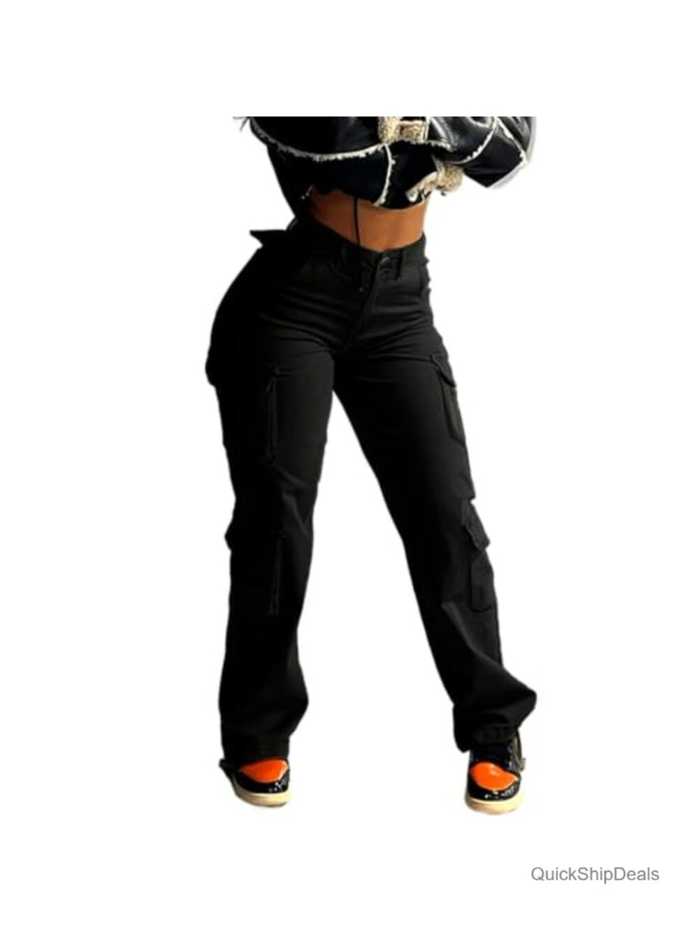 Cargo Jeans for Women Baggy Straight Wide Leg Long Denim Pants